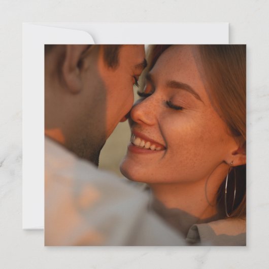 Blumenzange und Lilac Square Foto Hochzeit Einladung (Rückseite)