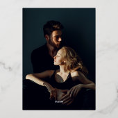 Blumenzangen Weißes Goldenes Foto Save the Date Folieneinladung (Rückseite)