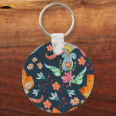 Blumenzauber: Aquarellfarbene Blume Schlüsselanhänger (Rückseite)