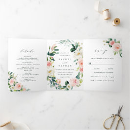 Blumenzauber-Hochzeit Dreifach Gefaltete Einladung