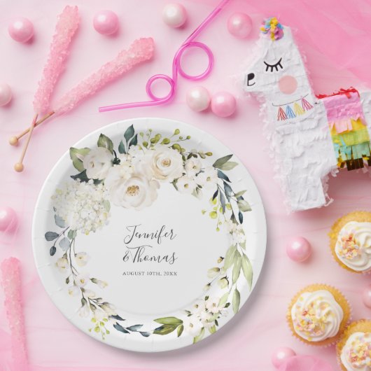 Blumenzauber-Hochzeit Pappteller (Party)