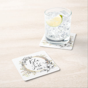 Blumenzauber-Hochzeit Personalisiert Rechteckiger Pappuntersetzer