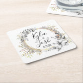 Blumenzauber-Hochzeit Personalisiert Rechteckiger Pappuntersetzer (angewinkelt)