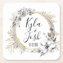 Blumenzauber-Hochzeit Personalisiert Rechteckiger Pappuntersetzer