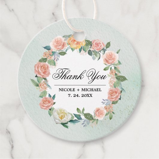 Blumenzauber-Hochzeit von Wasserfarben Vielen Dank Geschenkanhänger (Vorderseite)