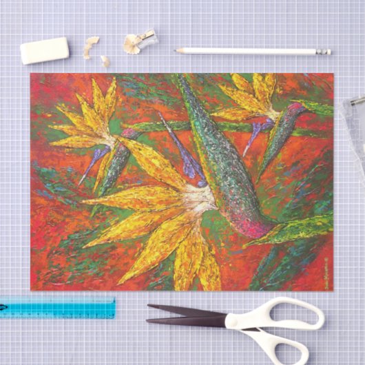 Blumenzauber-Vogel von Paradise Textur Malerei Seidenpapier (Handwerk)