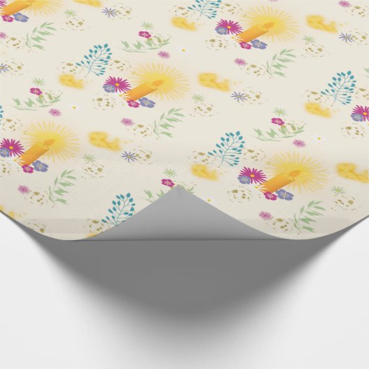 Blumenzauberkerze Tan Wrapping Paper Geschenkpapier (Ecke)