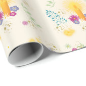 Blumenzauberkerze Tan Wrapping Paper Geschenkpapier (Rolleneckpunkt)