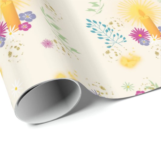 Blumenzauberkerze Tan Wrapping Paper Geschenkpapier (Rolleneckpunkt)
