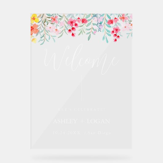 Blumenzehen Begrüßungsschreiben Acrylschild (Vorderseite)