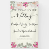 Blumenzehen Rosa Blumenzehen Begrüßung Banner (Vertikal)