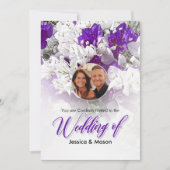 Blumenzehen Weiß Lila Einladung (Vorderseite)