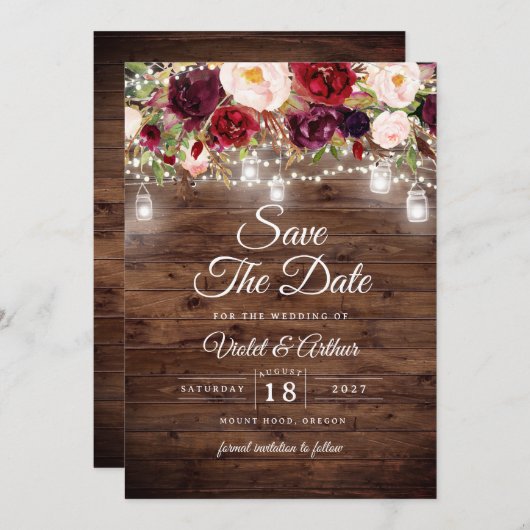 Blumenzeichenbeleuchtung speichert das Datum Einladung (Vorne/Hinten)