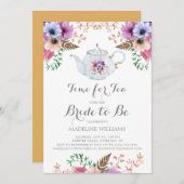 Blumenzeit für Tee-Brautparty Einladung (Vorne/Hinten)