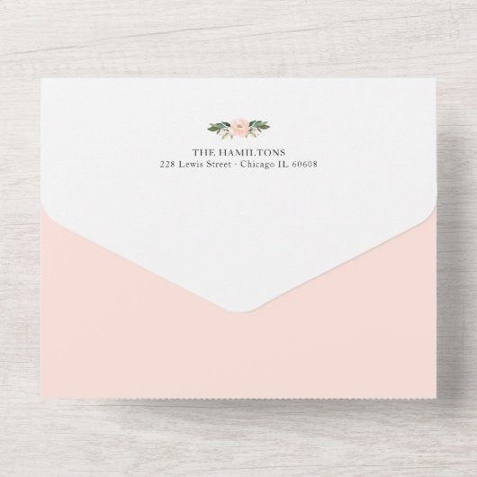 Blumenzellenangabe und Dankeschön-Foto-Karte All In One Einladung (Rückseite)