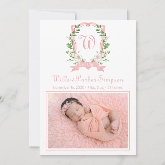 Blumenzellenangabe zum Mit Monogramm Wappen Ankündigung (Vorderseite)