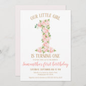 Blumenzellennummer 1. Geburtstagseinladung Einladung (Vorne/Hinten)