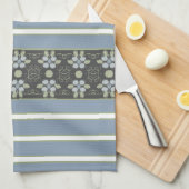 Blumenzentriertes Design in Blau Geschirrtuch (Viertel Falte)