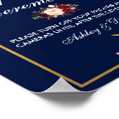 Blumenzeremonie Burgundy Blue Wedding Unplugged Poster (Ecke)