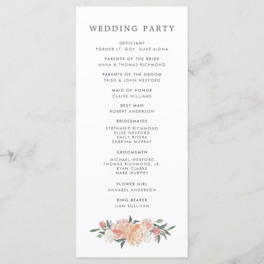 Blumenzeremonie im Sommer Programm (Rückseite)