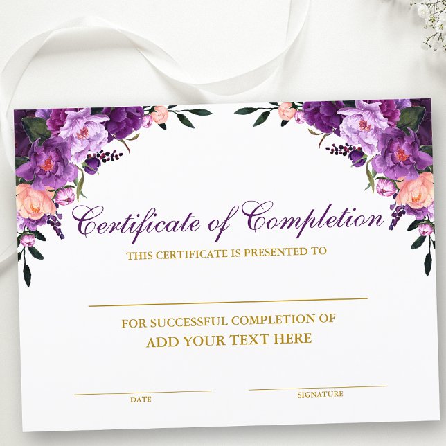 Blumenzertifikat für Lila Gold (Customize to change text size, text style or text color.)