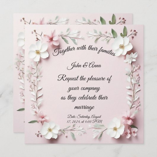 Blumenzettel Einladung (Vorne/Hinten)