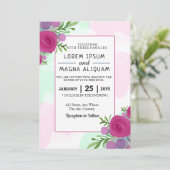 Blumenzettel Einladungen Karte Aquarellgestaltung (Stehend Vorderseite)