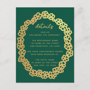 Blumenzettel Emerald Green Gold Wreath Begleitkarte