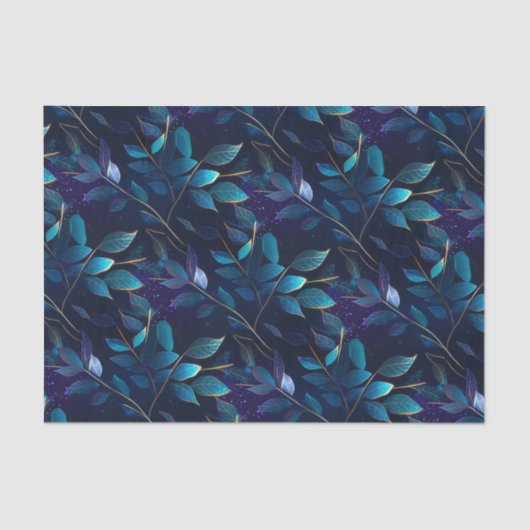 Blumenzettel für blaue Blätter Seidenpapier (Vorderseite)