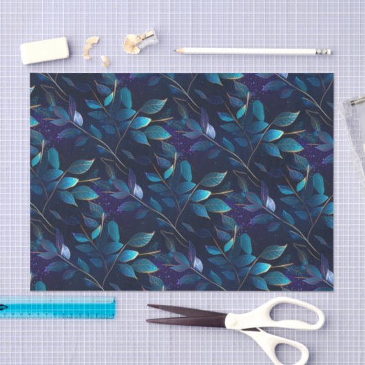 Blumenzettel für blaue Blätter Seidenpapier (Handwerk)