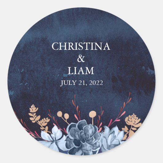 Blumenzettel für Hochzeitsaufkleber für Seekarten Runder Aufkleber (Vorderseite)