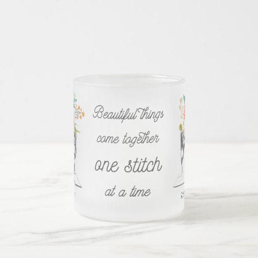 Blumenzettel für schwarze Nähmaschinen Mattglastasse (Mittel)