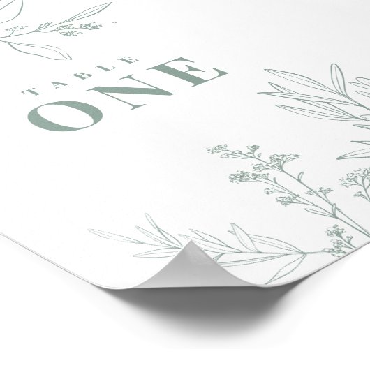 Blumenzettel Grüne Tischnummern Poster (Ecke)