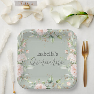 Blumenzettel Grünes Aquarellpapier Pappteller