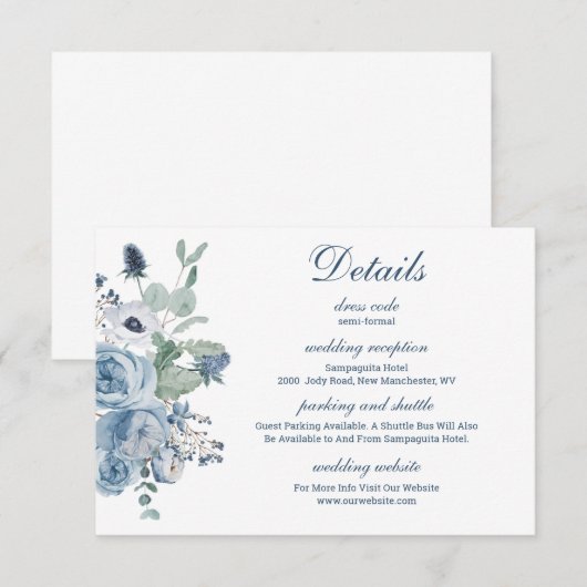 Blumenzettel Hochzeit Begleitkarte (Vorne/Hinten)