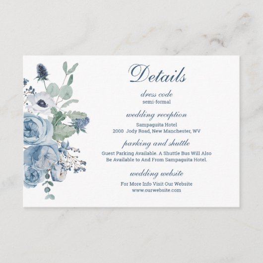 Blumenzettel Hochzeit Begleitkarte (Vorderseite)