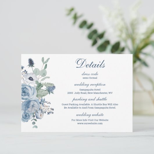 Blumenzettel Hochzeit Begleitkarte (Stehend Vorderseite)