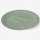 Blumenzettel Hochzeitsskript Elegant Einfach Pappteller (Schrägansicht)