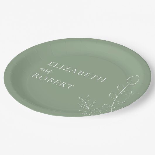 Blumenzettel Hochzeitsskript Elegant Einfach Pappteller (Schrägansicht)