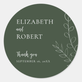 Blumenzettel Hochzeitsskript Elegant Einfach Runder Aufkleber