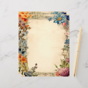 Blumenzettel Junk Journal Antiquitätenpapier