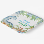 Blumenzettel mit blauen und grünen Dinosauriern Ge Pappteller (Gewinkelt)