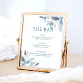 Blumenzettel mit blauen Wasserfarben - Hochzeitsme Poster