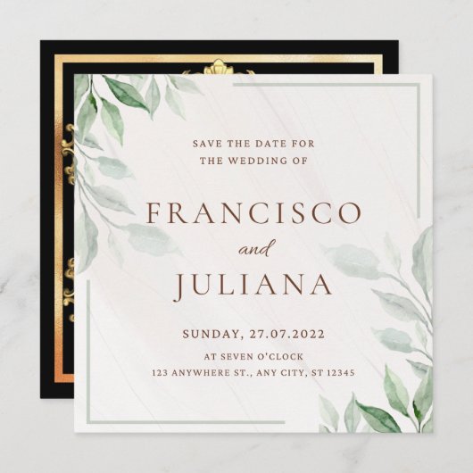 Blumenzettel Save the Date Einladung (Vorne/Hinten)