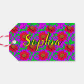 Blumenzettel und Monogramm | Besondere Geschenkanhänger (Rückseite Horizontal)