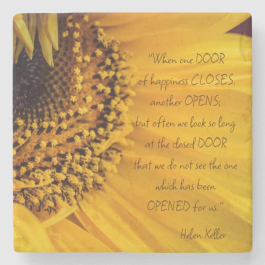 Blumenzettel von Helen Keller Steinuntersetzer (Vorderseite)