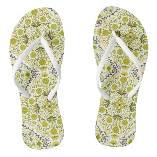 Blumenziegel in grün badesandalen (Fußbett)