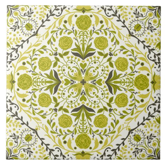 Blumenziegel in grün fliese (Vorderseite)