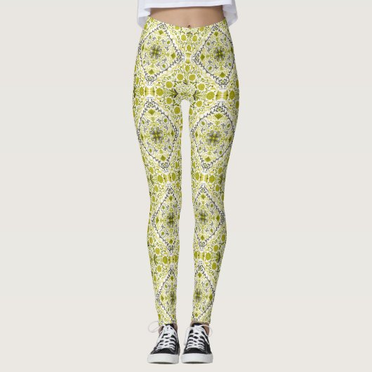 Blumenziegel in grün leggings (Vorderseite)