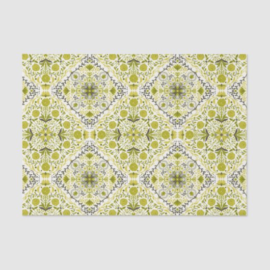 Blumenziegel in grün seidenpapier (Vorderseite)